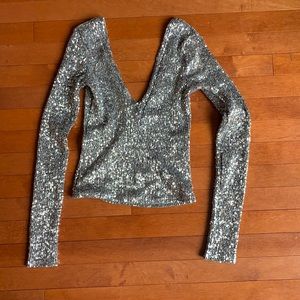 Zara Sequin V-neck long sleeve!